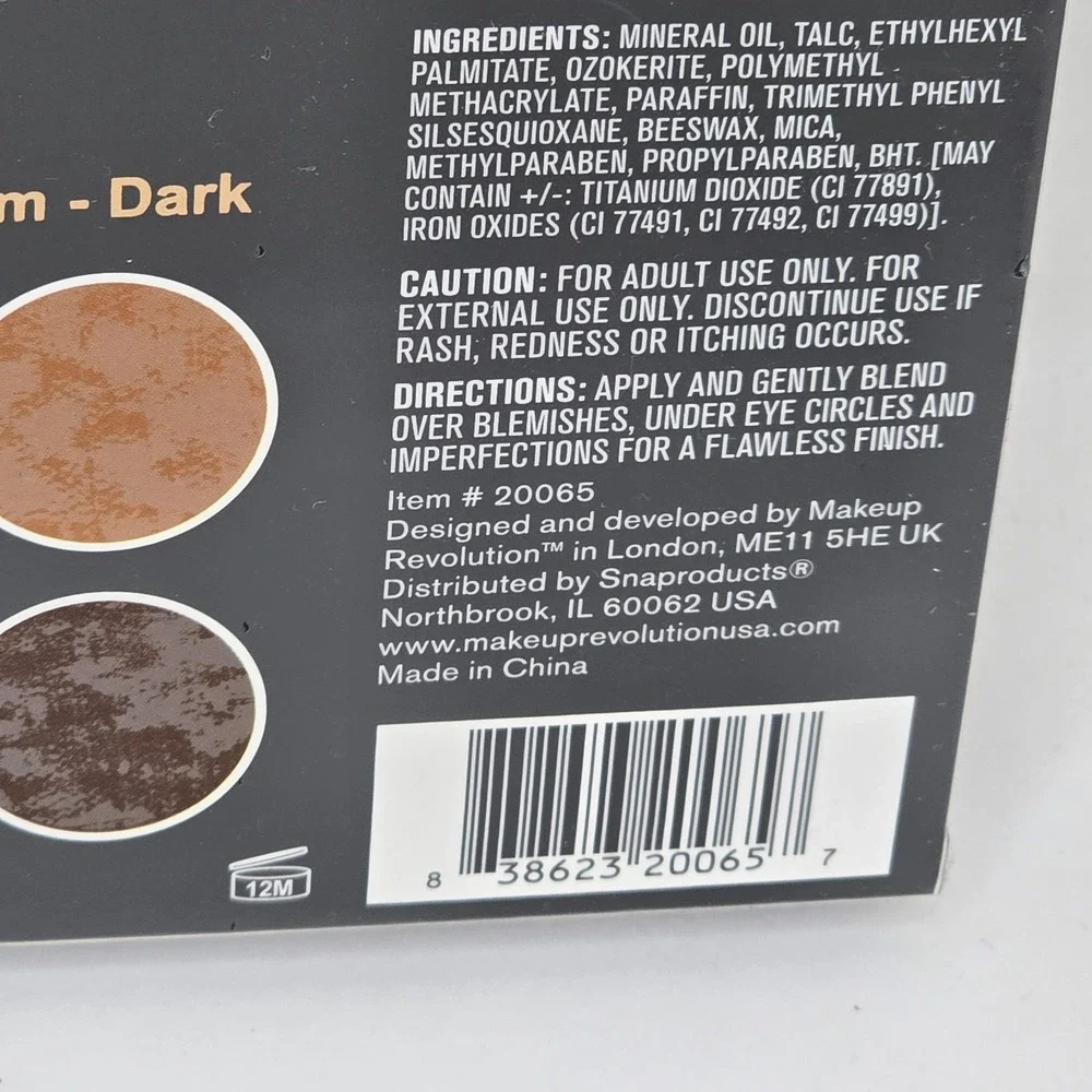 Revolution Ultra Cover & Conceal Palette Medium‎ Dark Contouring & Mirror SEALED